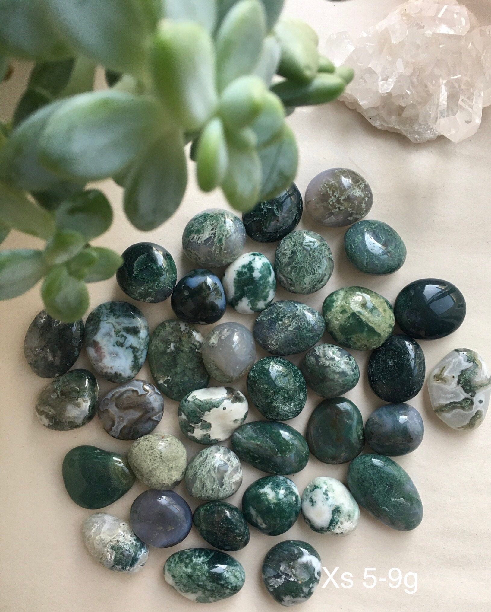 Polished Moss Agate Tumbled Stone, Crystal Healing Polished Moss Agate Tumbled Stone, Crystal Healing