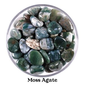 Moss Agate Tumbled Stone, Gift For Crystal Lovers, Natural Green Dendritic Gemstone