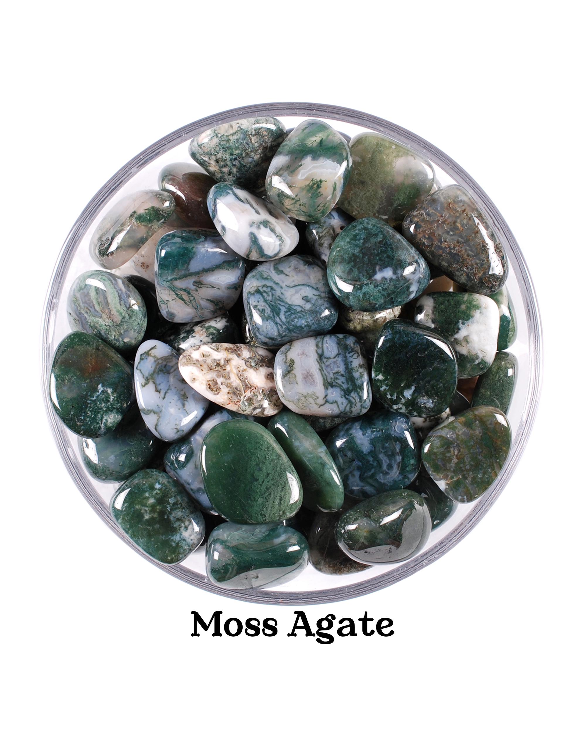 Moss Agate Tumbled Stone, Gift For Crystal Lovers, Natural Green Dendritic Gemstone