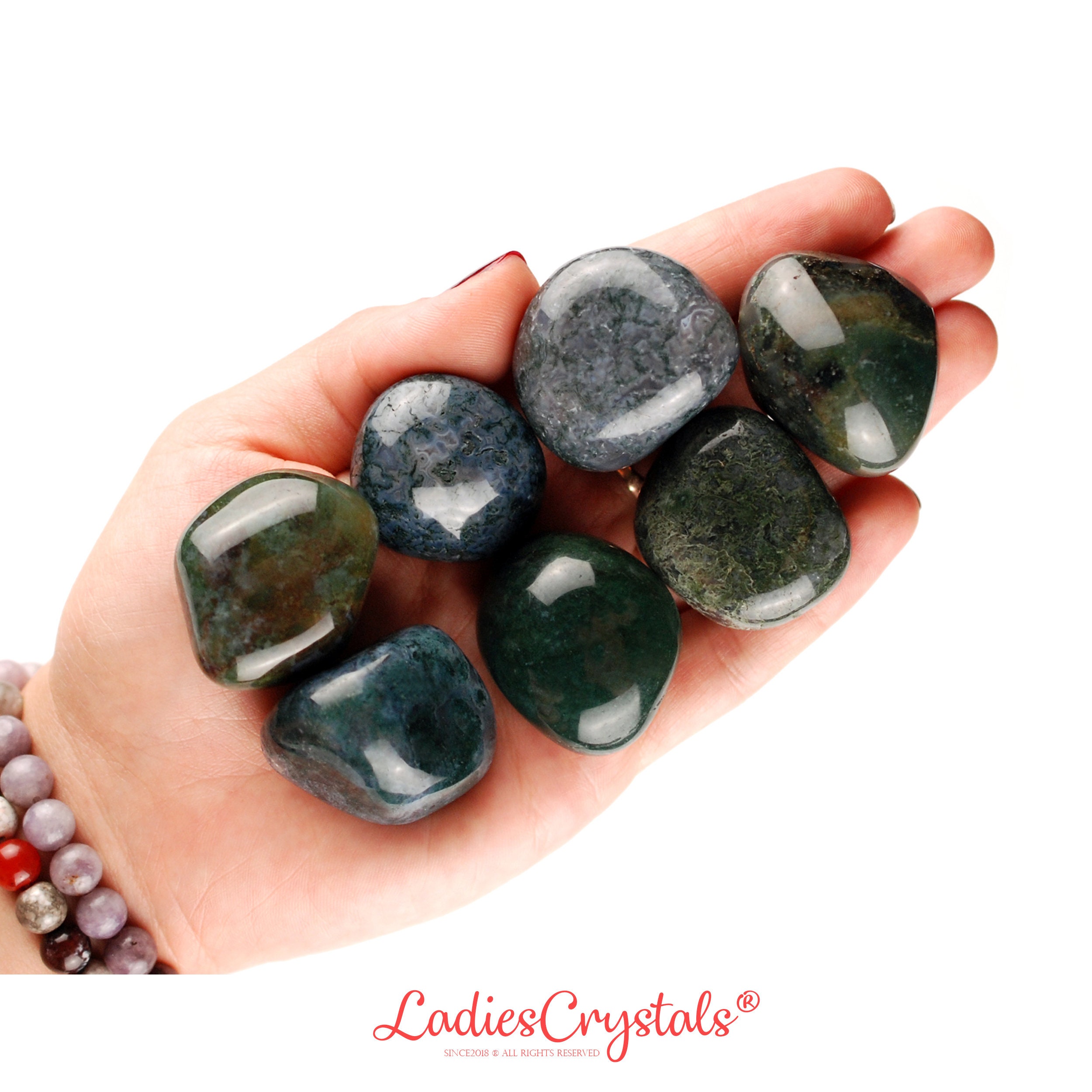 Moss Agate Tumbled Stone, Green Nature Crystal, Abundance And Altar Ritual Healing Gem Moss Agate Tumbled Stone, Green Nature Crystal, Abundance And Altar Ritual Healing Gem