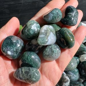 Moss Agate Tumbled Stone | Green Crystal For Balance & Growth | Heart Chakra Stone | Grounding Energy