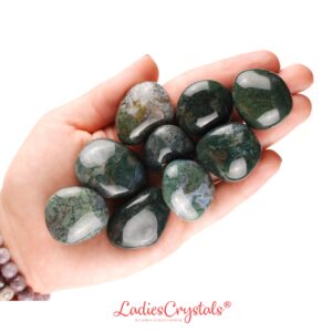 Moss Agate Tumbled Stone, New Beginnings, Abundance And Earth Energy Gemstone, Heart Chakra Growth Stone, Gift Virgo Taurus, Natural Gems