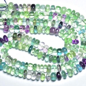 Fluorite Rondelle Beads - 13 Inches - Natural Multi Color Fluorite Smooth Rondelle Strand- Size Is 6.5 - 7 Mm #649