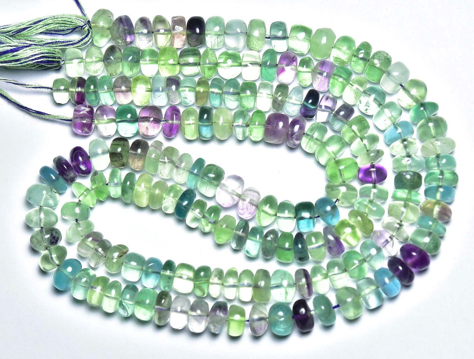 Fluorite Rondelle Beads - 13 Inches - Natural Multi Color Fluorite Smooth Rondelle Strand- Size Is 6.5 - 7 Mm #649 Fluorite Rondelle Beads - 13 Inches - Natural Multi Color Fluorite Smooth Rondelle Strand- Size Is 6.5 - 7 Mm #649