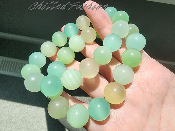 Multicolor Green Calcite Bracelet - Natural Pastel Crystal - Earthy Gemstone Accessory - Minimalist Beaded Accessory - Gift