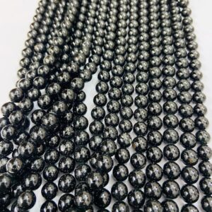 Natural Black Jet Beads, 8mm Round Gemstone, 15" Strand Natural Black Jet Beads, 8mm Round Gemstone, 15" Strand