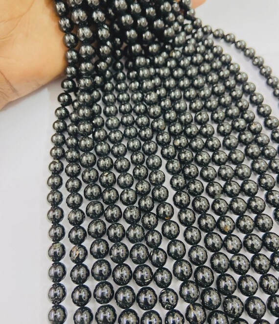 Natural Black Jet Round Loose Gemstone Beads 15. Inch Strands 8mm Bulk Lot Options