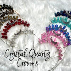Natural Crystal Quartz Crown, Dyed Quartz Crystal Crown, Crystal Tiara, Crystal Headband - You Choose! (1)