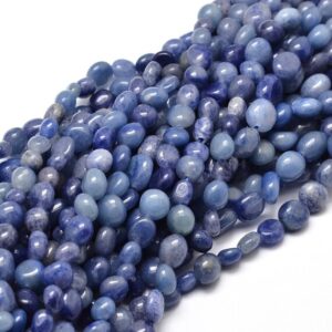 Natural Dumortierite Bead Strand Pebble 5~10x7~3mm, 15", Hole 1mm, Gemstone Nugget Beads, Throat Chakra, Natural Gemstone
