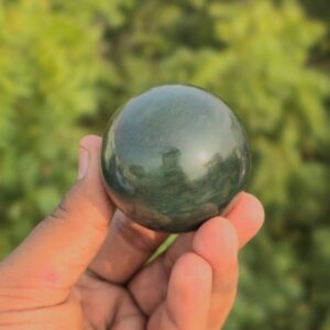 Natural Green Jade Sphere Crystal for Luck Prosperity Meditation Healing Stone