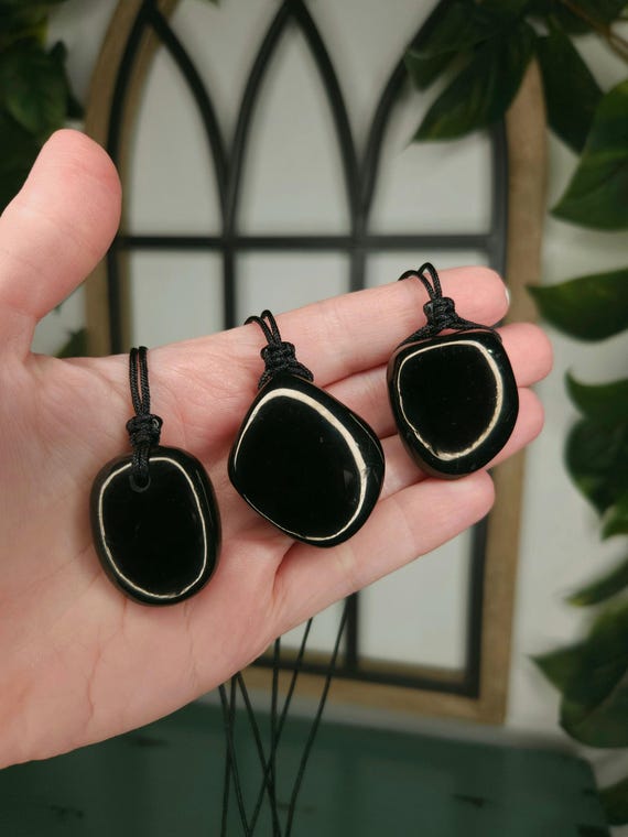 Natural Jet Stone Crystal Pendant Necklace, Fossil Wood Anniversary Gift, Grounding Root Chakra Lignite Gemstone Natural Jet Stone Crystal Pendant Necklace, Fossil Wood Anniversary Gift, Grounding Root Chakra Lignite Gemstone