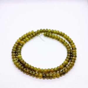 Natural Moldavite Beaded Necklace | 8mm Rondelle Smooth Beads | Green Moldavite Gemstone Beads | AAA Moldavite Necklace | Handmade Necklace