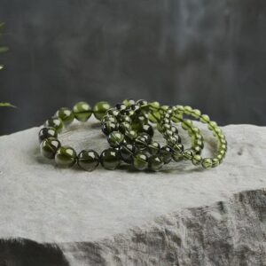 Natural Moldavite Bracelet: Czech Green Tektite Meteorite Beads