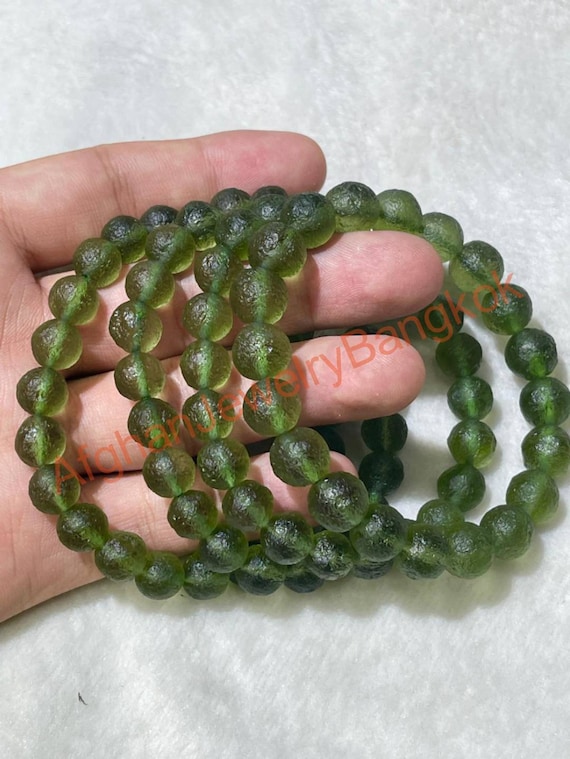 Natural Moldavite Bracelet: Czech Tektite Crystal Healing Natural Moldavite Bracelet: Czech Tektite Crystal Healing