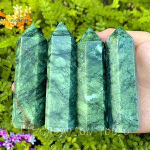 Nephrite Jade Tower Points, Mineral Specimens Natural Jade Gemstone Healing Crystal Quartz ,Home Decor