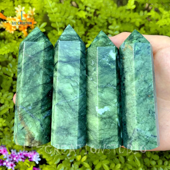 Nephrite Jade Tower Points, Mineral Specimens Natural Jade Gemstone Healing Crystal Quartz ,home Decor