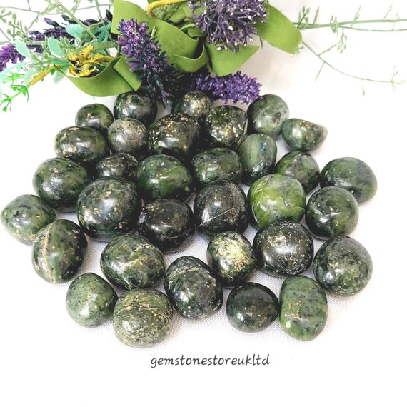 Nephrite Jade Tumbled Stone, Natural Polished Crystal For Crafting, Jewellery Making & Collecting Uk Seller.