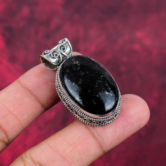 Nuummite Pendant, 925 Sterling Silver Jewelry Handmade Jewelry Gemstone Jewelry, Handmade Pendant Adjustable Pendant Engagement Gifts