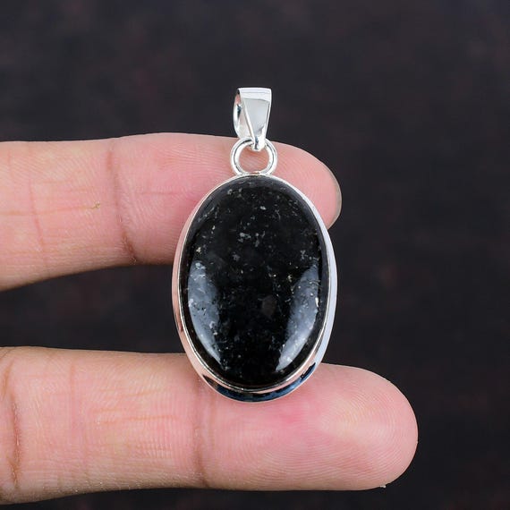 Handmade Nuummite Pendant: 925 Sterling Silver Gemstone Jewelry