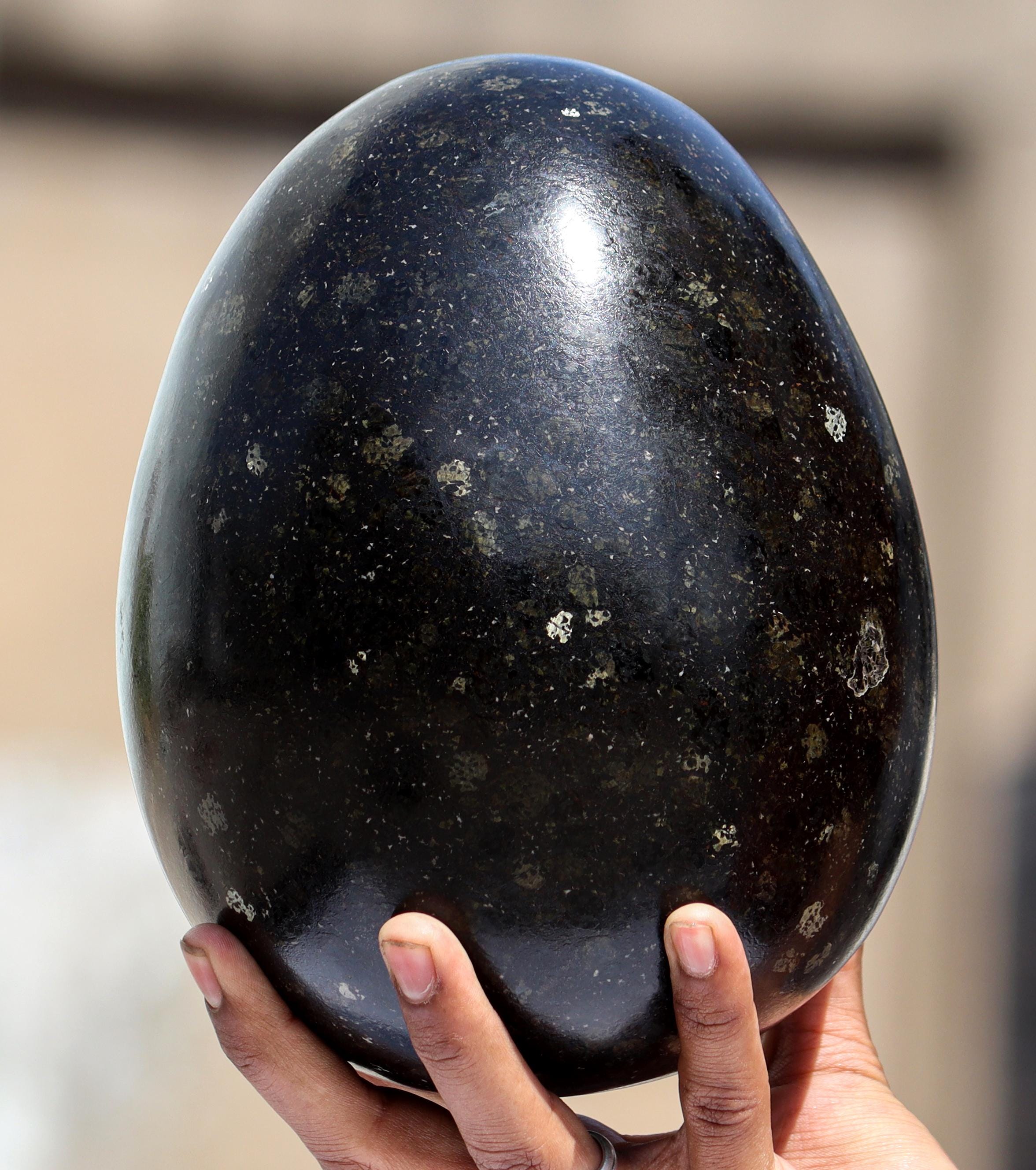 190mm Brown Coppernite Nuummite Crystal Egg: Chakra Healing Stone