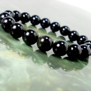 Black Obsidian Bracelet 10mm 8mm 6mm, Natural Gemstone Bracelet,  Women Men Beaded Bracelet, Gift for Women Gift for Men +Gift Bag