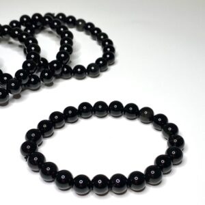 Black Obsidian Crystal Bracelet, Handmade Gemstone Beaded Bracelet