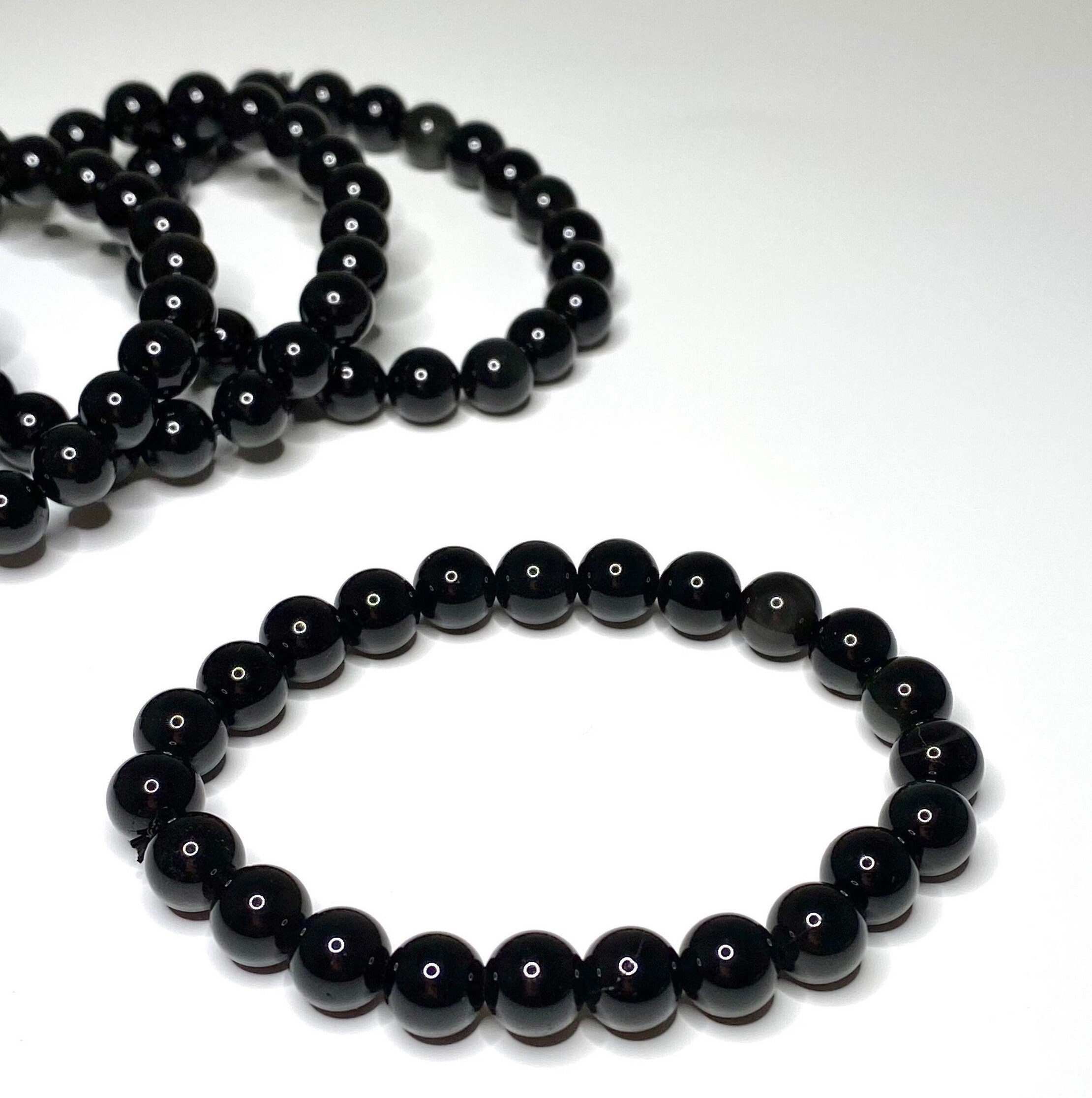 Black Obsidian Crystal Bracelet, Handmade Gemstone Beaded Bracelet Black Obsidian Crystal Bracelet, Handmade Gemstone Beaded Bracelet