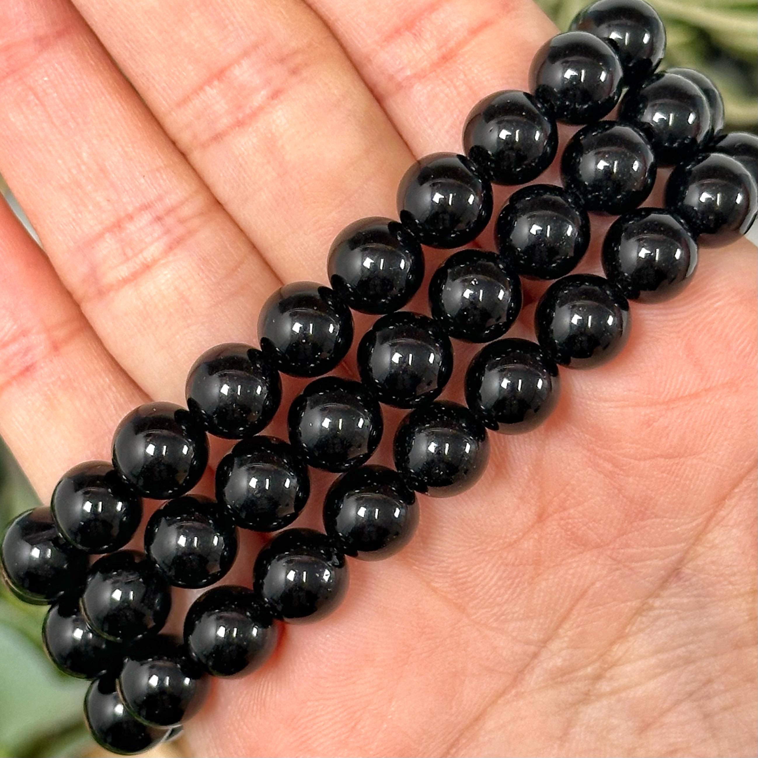 Black Obsidian Bracelet | 4-8mm | - No. 761 (polished Black Crystal Jewelry, Root Chakra, Grounding) Black Obsidian Bracelet | 4-8mm | - No. 761 (polished Black Crystal Jewelry, Root Chakra, Grounding)