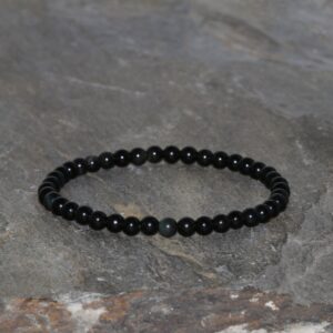 Black Obsidian Stacking Bracelet, 3.8mm Beads, Healing Crystals, Root Chakra, Yoga Jewelry, Dragonglass Natural Obsidian, Black Round Gems