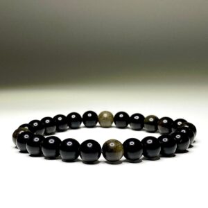 Gold Sheen Obsidian Bracelet: Round Gemstone Beaded Bracelet Gold Sheen Obsidian Bracelet: Round Gemstone Beaded Bracelet