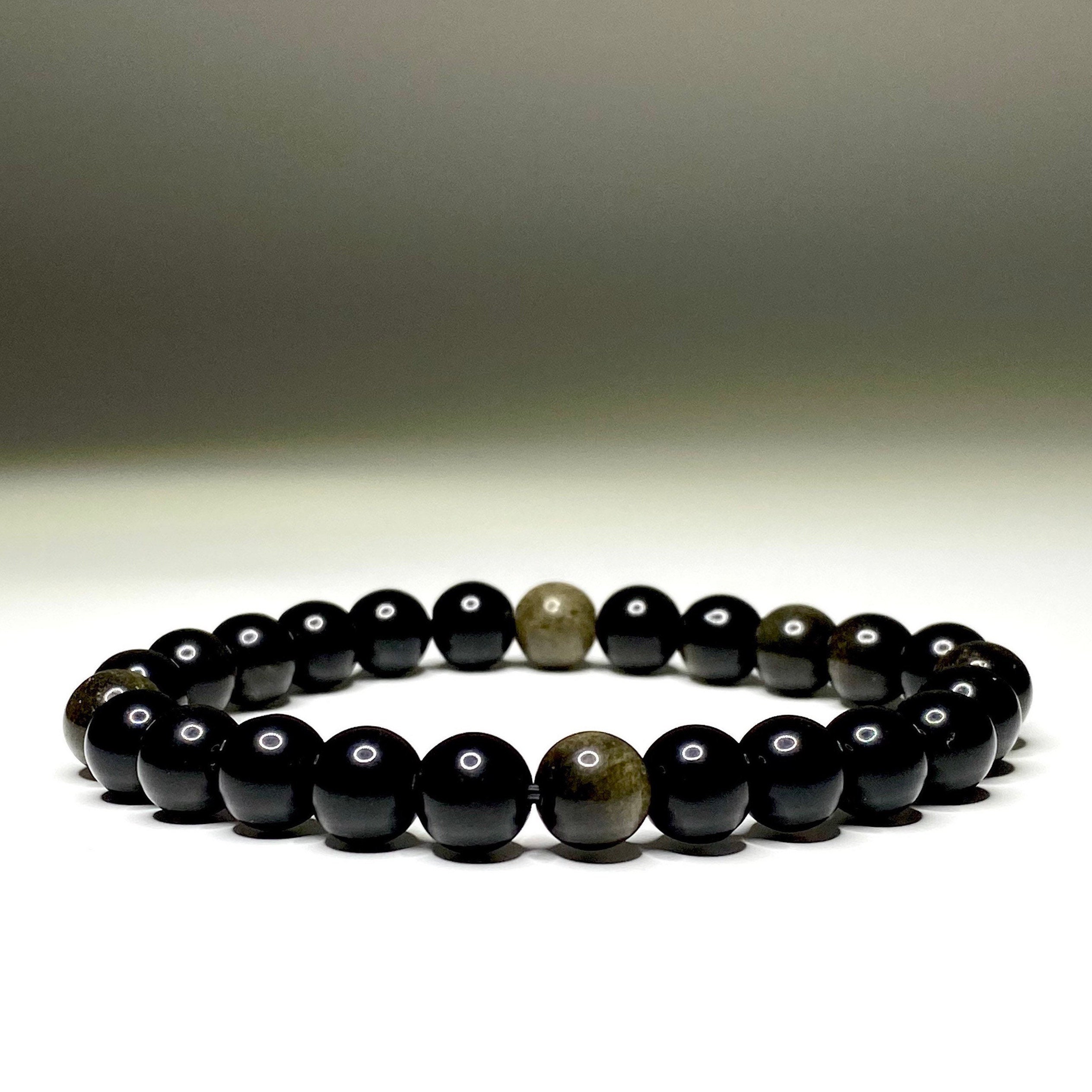 Gold Sheen Obsidian Bracelet: Round Gemstone Beaded Bracelet Gold Sheen Obsidian Bracelet: Round Gemstone Beaded Bracelet