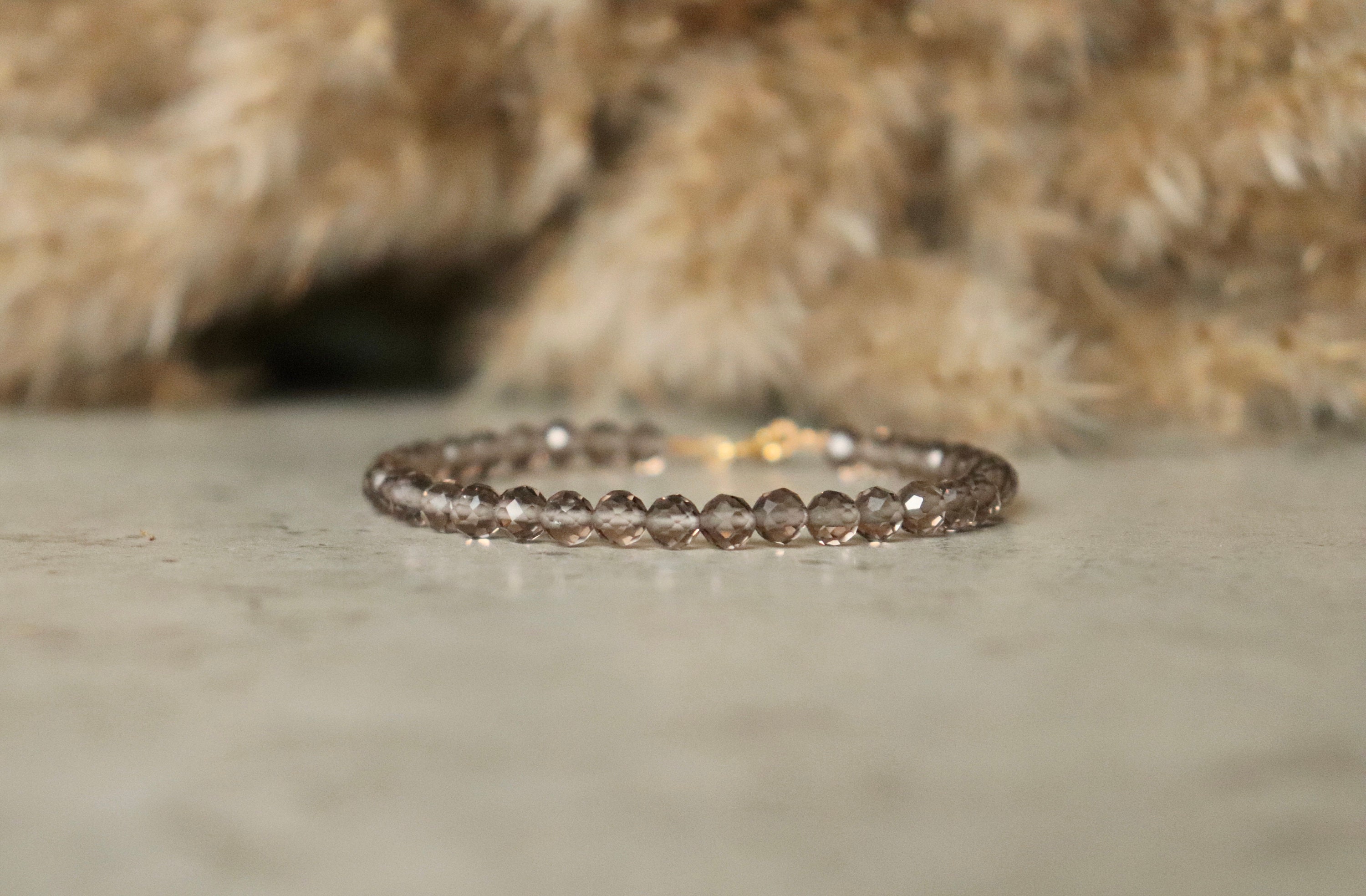 Ice Obsidian Bracelet - Bracelet Femme, Genuine Obsidian Crystal Jewelry, 4mm Bead Bracelet, Brown Gemstone Bracelet, Natural Obsidian
