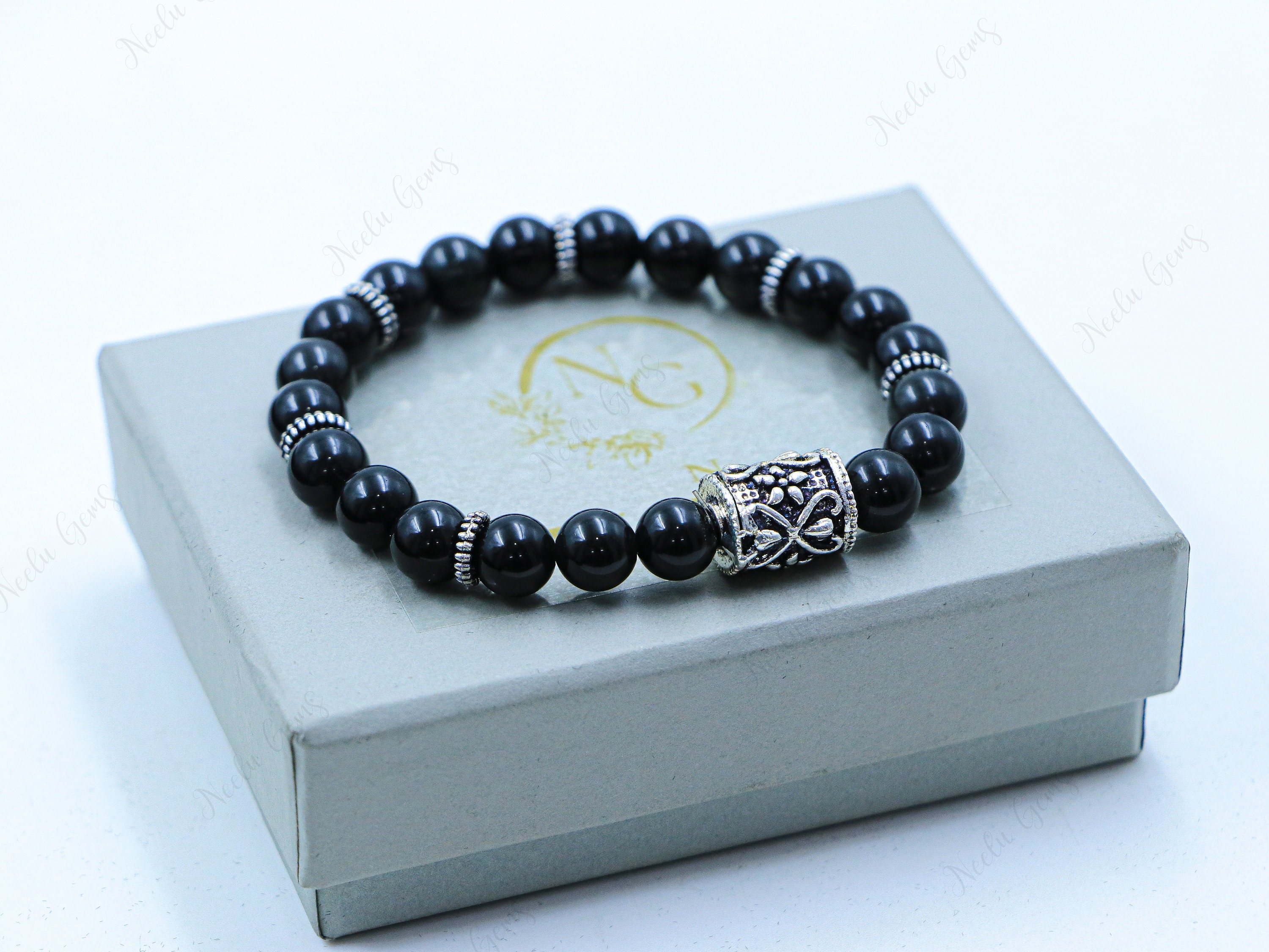 Natural Black Obsidian Bracelet 8mm, Ultimate Protection Stone To Block Negativity, Grounding Root Chakra Jewelry, Unisex Gift For Him Her