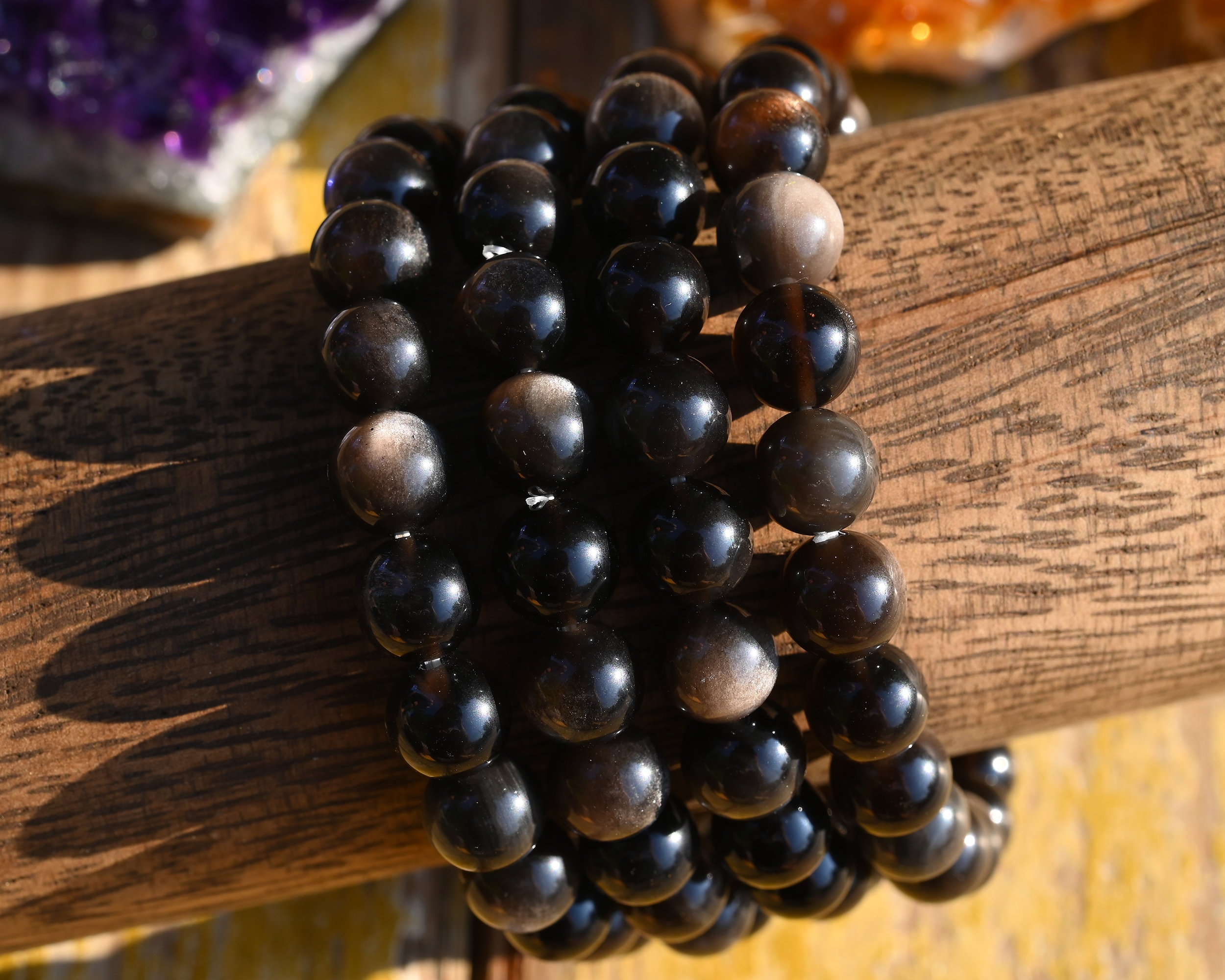 Natural Silver Obsidian Stretchy Bracelet,handmade Women/men Bracelet,gemstone Round Bracelet,for Gift Bracelet,healing Round Bracelet.