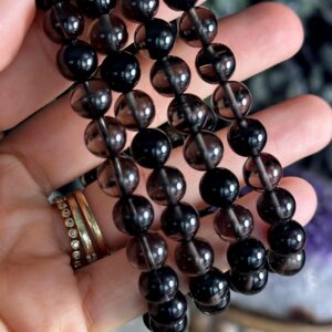 Rare Midnight Lace Obsidian Crystal Beaded Bracelet, 8mm