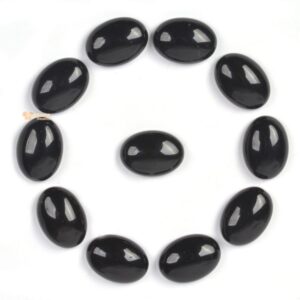 14mm Natural Black Obsidian Gemstone Oval Flatback CAB Cabochon 14mm Natural Black Obsidian Gemstone Oval Flatback CAB Cabochon
