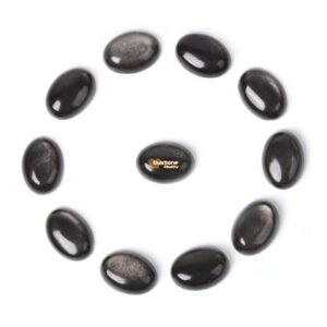 18mm Silver Obsidian gemstone oval cab cabochon 18mm Silver Obsidian gemstone oval cab cabochon