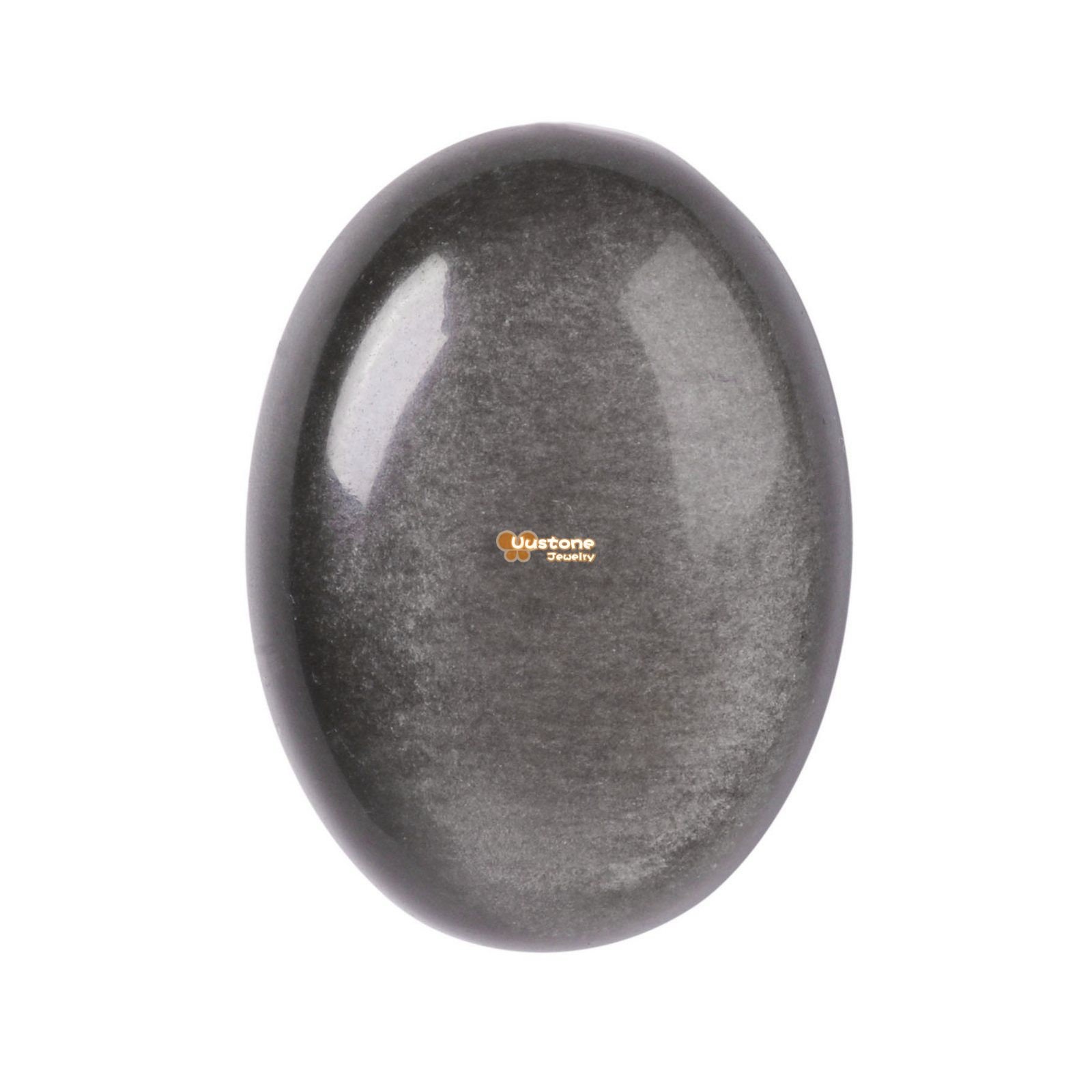 25mm Silver Obsidian Oval Flatback Cab Cabochon