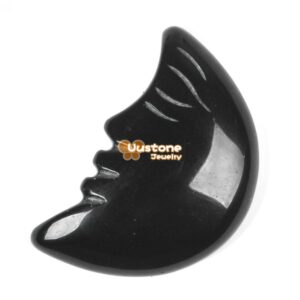 35mm Carved Black Obsidian Moon Face Flatback CAB Cabochon Crystal Gemstones Hand Polished Bead 35mm Carved Black Obsidian Moon Face Flatback CAB Cabochon Crystal Gemstones Hand Polished Bead
