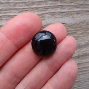Black Obsidian Cabochon 15x5mm, Black Round Gemstone Cabochon, Obsidian Cabochon Ring Size, Natural Stone Flat Back
