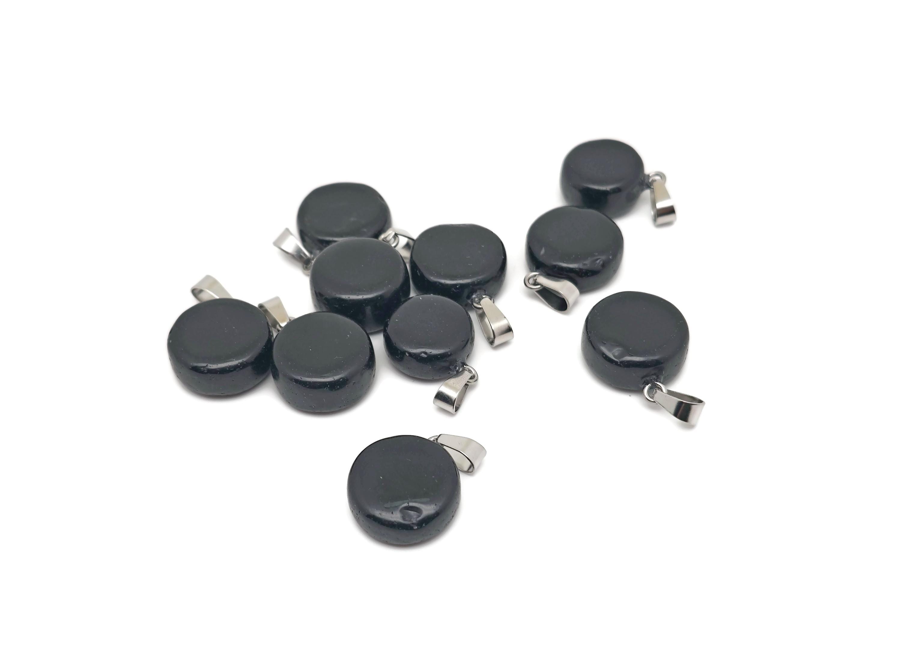 Obsidian Gemstone Flat Round Pendants - Crystal Round Coin - Loose Gemstone - Cabochon Gemstone - Handmade Gemstone Round - Nc1685