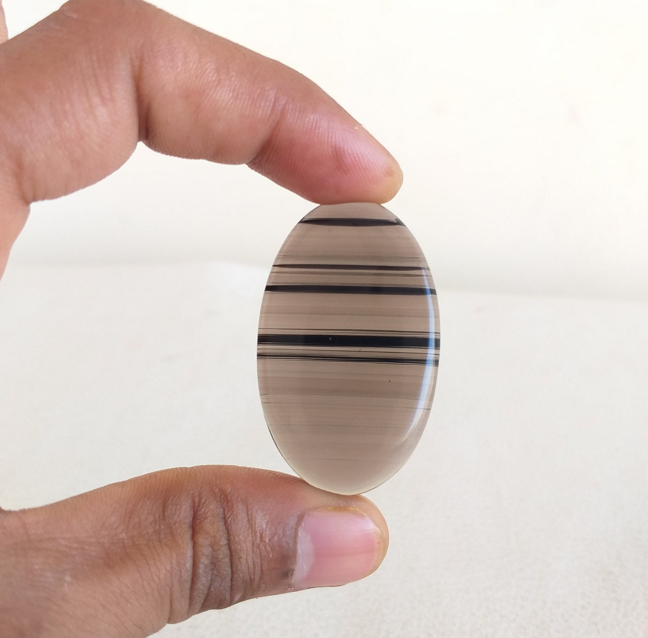 Midnight Lace Obsidian Cabochon: Oval Gemstone For Pendant (47x29x6 Mm, 60.1 Carat