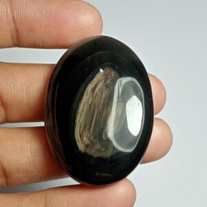 Natural Fire Sheen Obsidian Cabochon, Loose Gemstone (68cts, 41x28 Mm) Natural Fire Sheen Obsidian Cabochon, Loose Gemstone (68cts, 41x28 Mm)