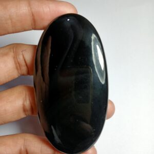 Natural Fire Sheen Obsidian Cabochon, Loose Gemstone (72x38mm, 182cts.) Natural Fire Sheen Obsidian Cabochon, Loose Gemstone (72x38mm, 182cts.)