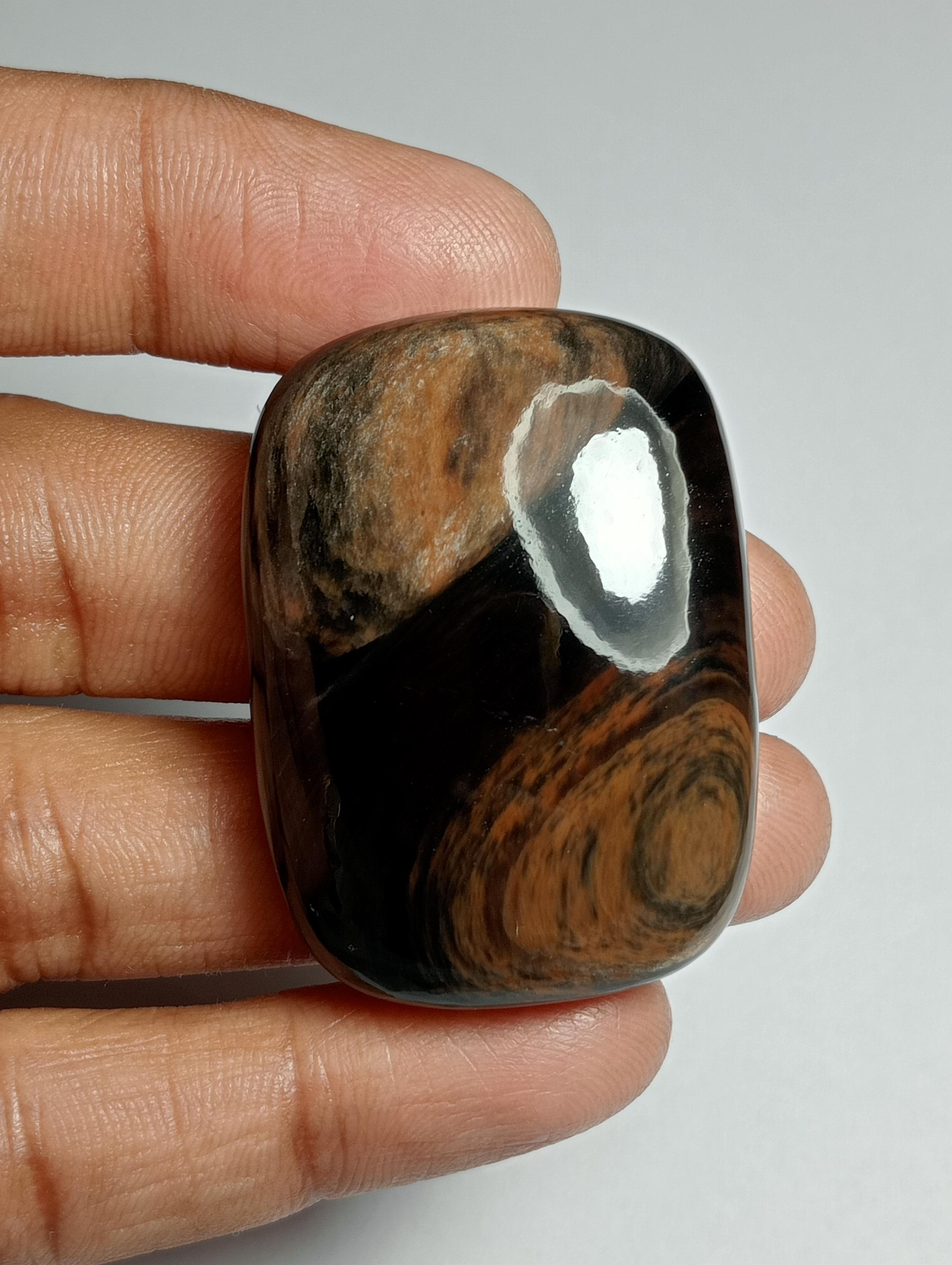 Natural Fire Sheen Obsidian Cabochon, Loose Gemstone (40x29 Mm, 111cts.)