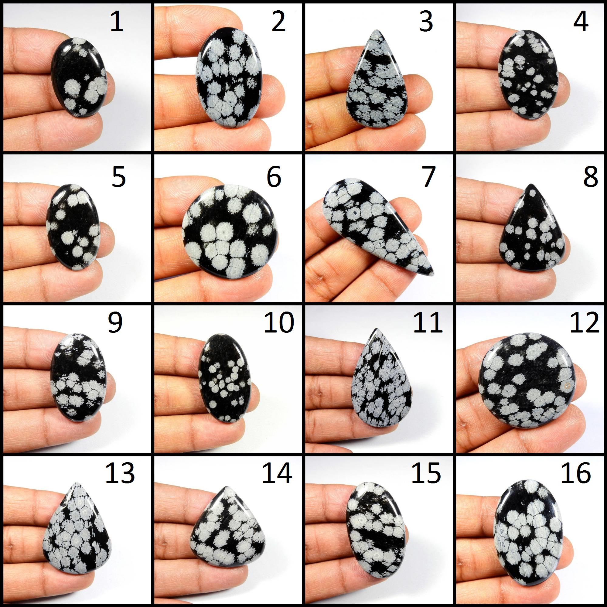 Natural Snow Flake Obsidian Gemstone. White Black Snow Flake. Snow Flake Obsidian Cabochon. Mix Shape Obsidian For Jewelry.