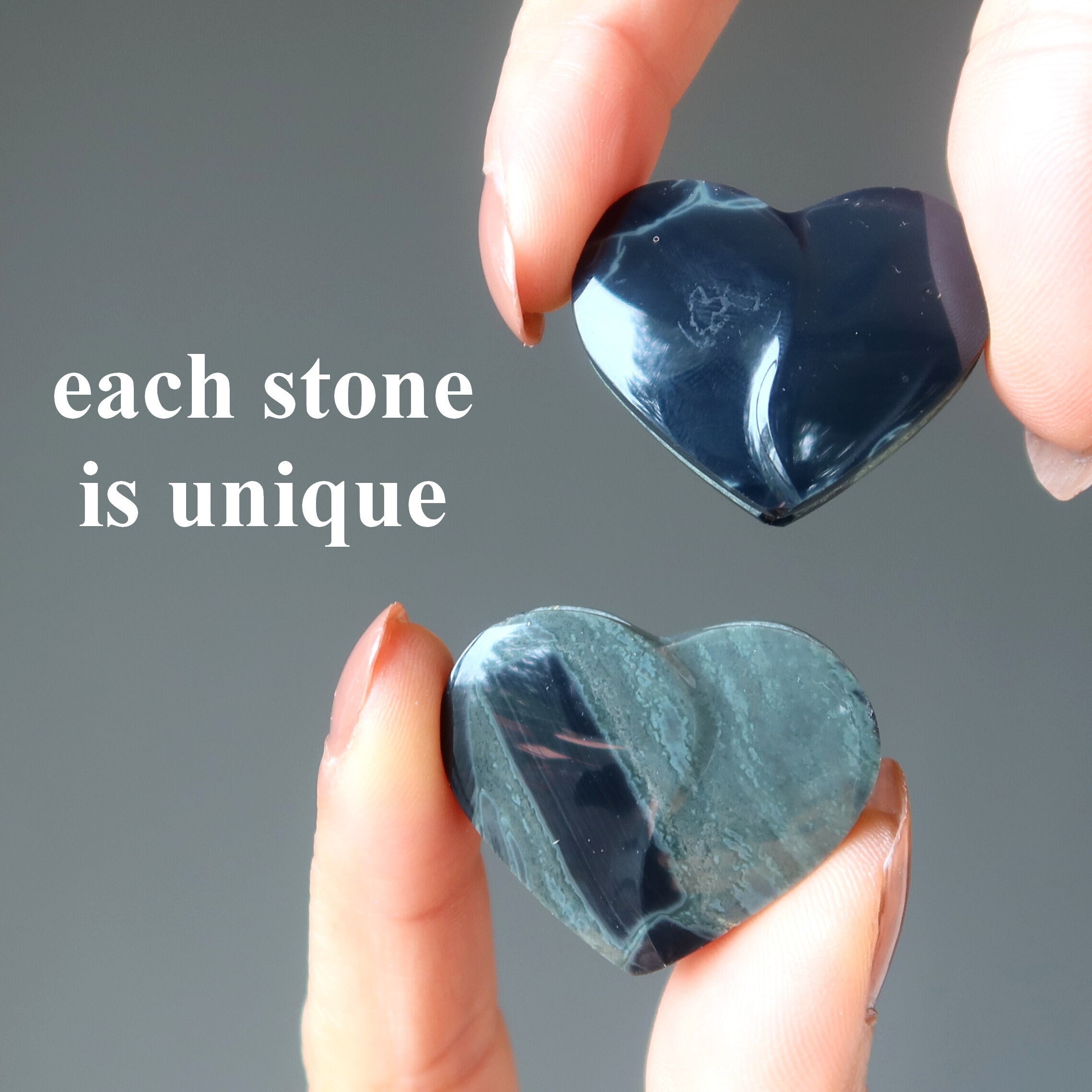 Spiderweb Obsidian Cabochon Heart Healing Gemstone Black
