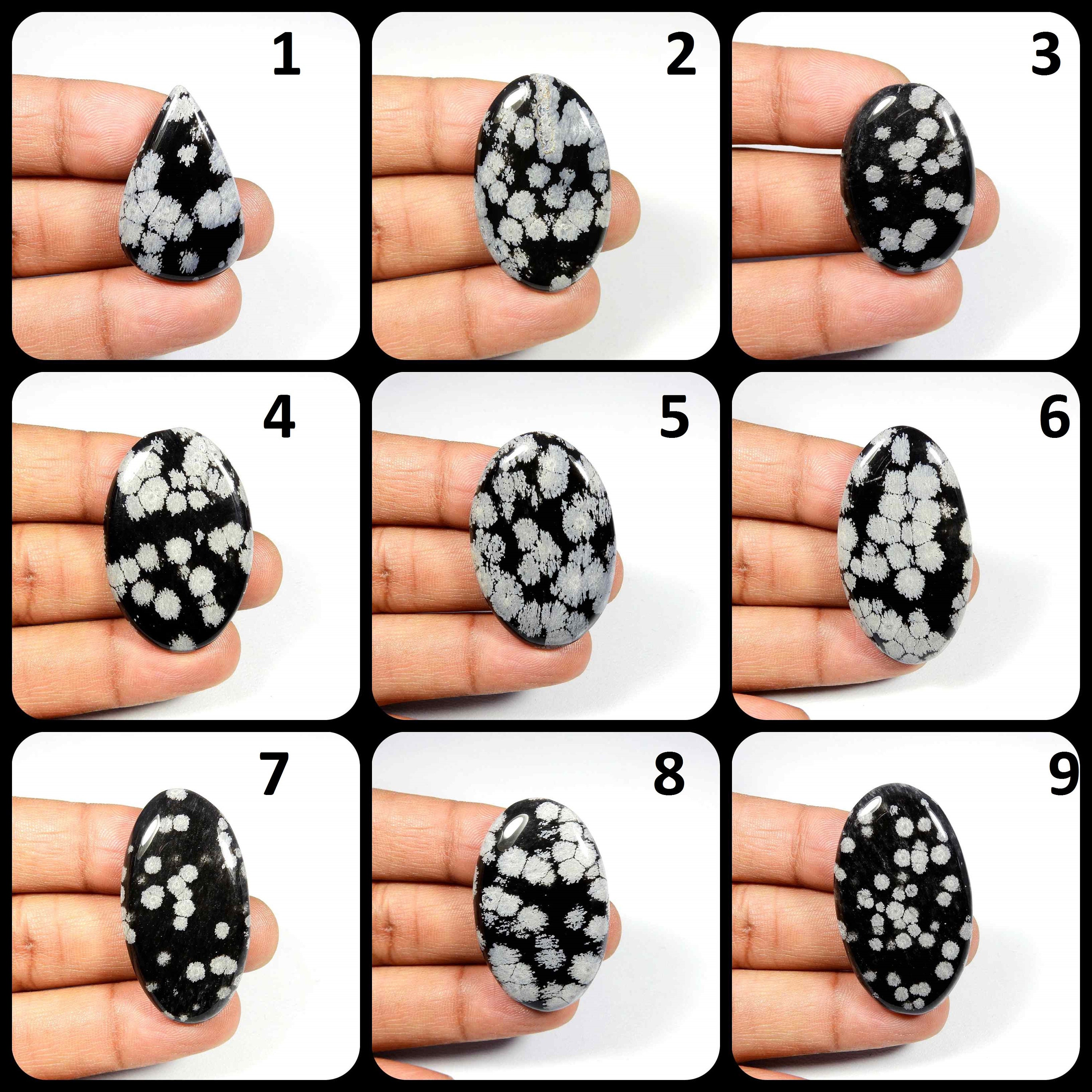 White Black Snow Flake. Snow Flake Obsidian Gemstone. Natural Snow Flake Obsidian Cabochon. Mix Shape Obsidian For Jewelry. Variation White Black Snow Flake. Snow Flake Obsidian Gemstone. Natural Snow Flake Obsidian Cabochon. Mix Shape Obsidian For Jewelry. Variation