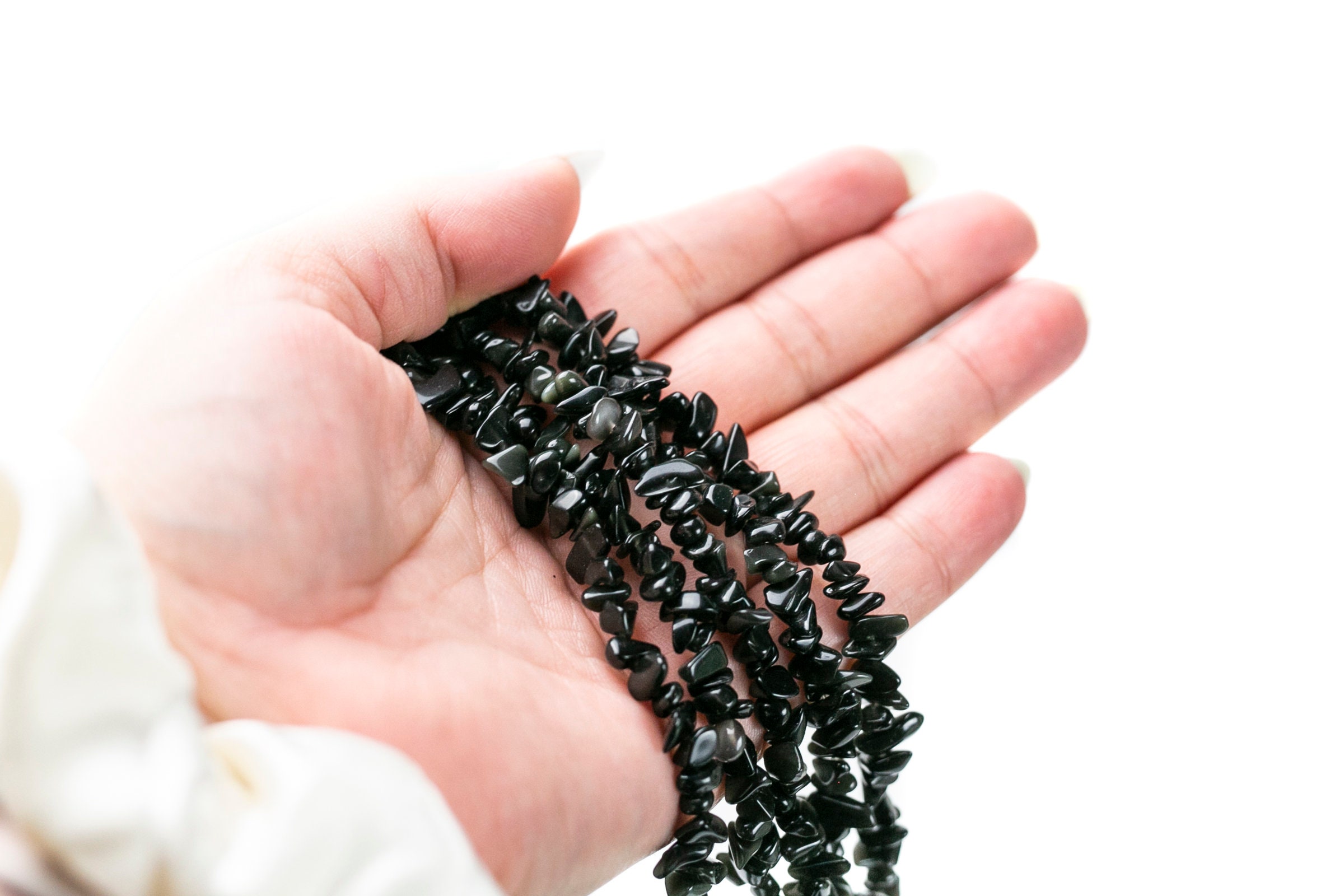 30" Natural Obsidian Crystal Chip Beads 6mm - 8mm - Double Length Strand Gemstone Beads 30" Natural Obsidian Crystal Chip Beads 6mm - 8mm - Double Length Strand Gemstone Beads
