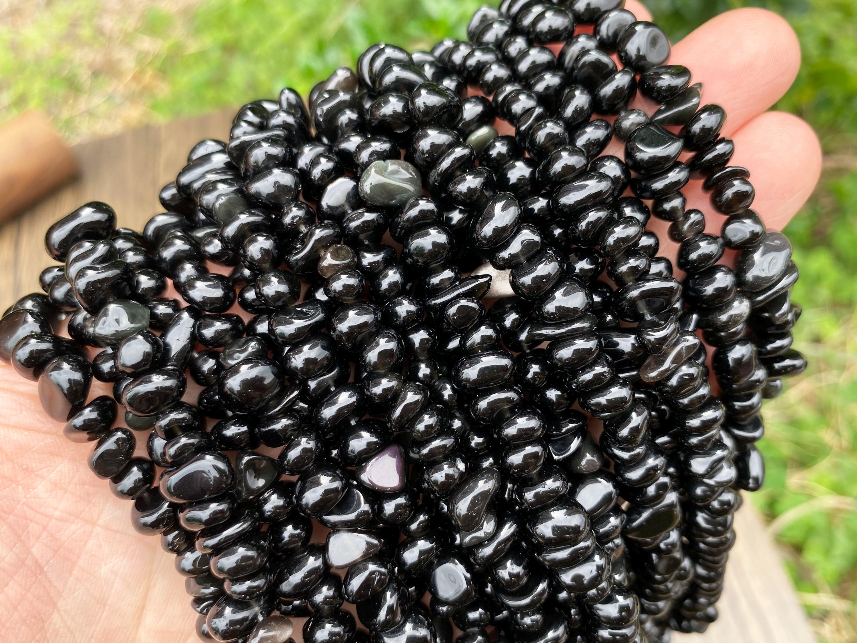 Full 32' Natural Black Obsidian 5~10mm Size Chip Beads,bracelets/neckalce For Jewelry Making Beads,gemstone Freeform Chip Nugget Beads.